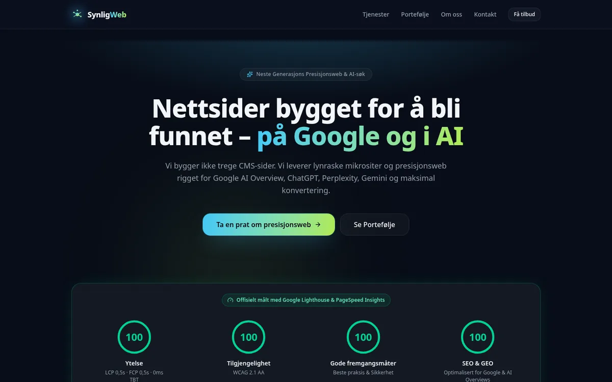 Skjermbilde av SynligWeb.no